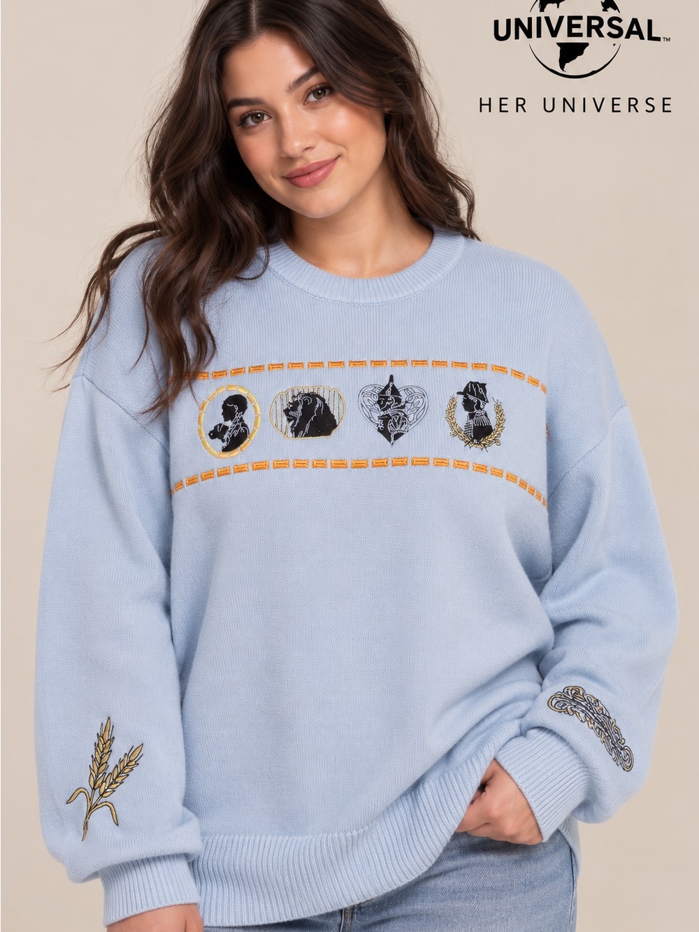 Her Universe Wicked Group Silhouette Knit Sweater 1X NWT Dorothy Oz Embroidered